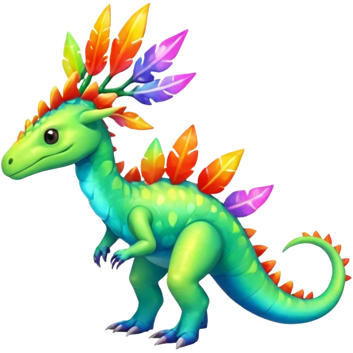 Shiny Exotic Colorful Meganium-Amaura-Aurorus-Fakémon-hybrid-creature (full body)  emoji