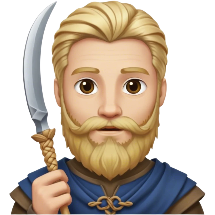 Medieval male wheat blonde forked beard with twisted ends emoji