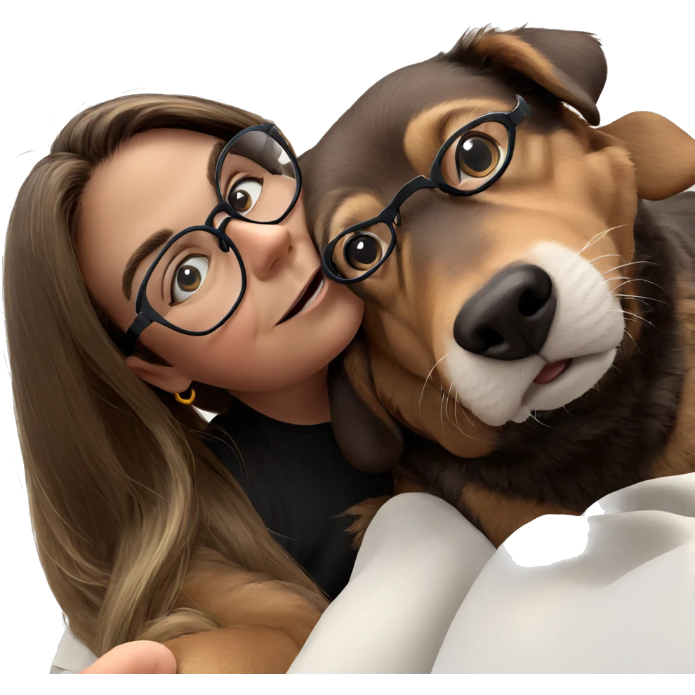 girl with dog and glasses emoji