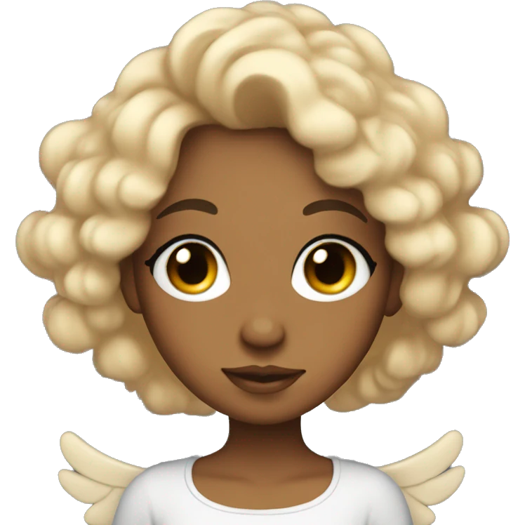 tan angel girl with black curls, long eyelashes  emoji