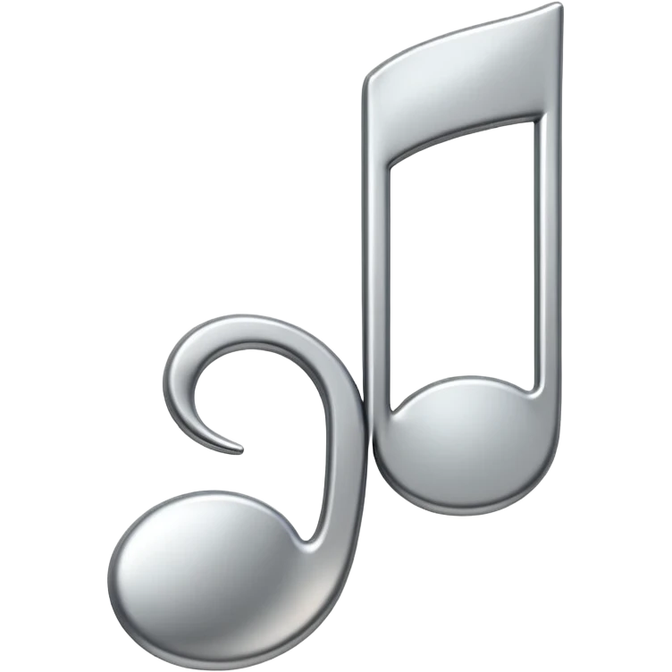 Minimal emoji icon of a single metallic silver music note, clean shape, smooth edges emoji