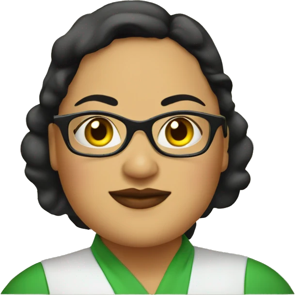 mexican chubby lady green apron  with glasses cooking tacos emoji