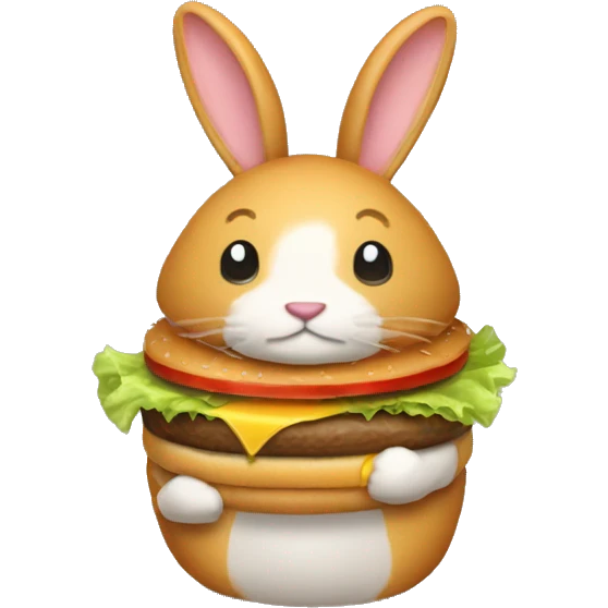 Conejo comiendo hamburguesa emoji