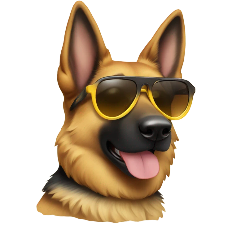 German shepherd with sun glasses emoji
