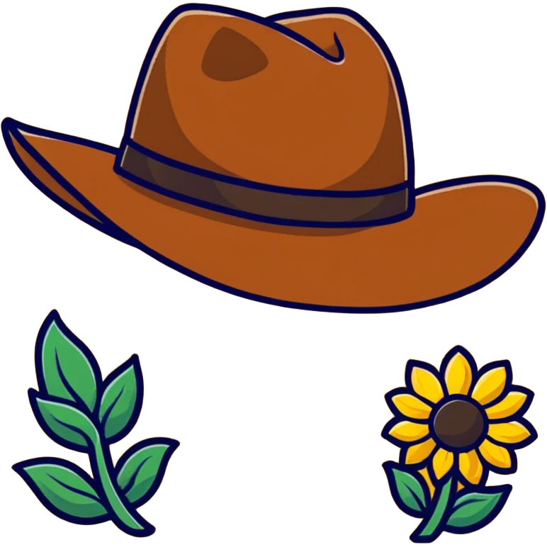 Cowgirl hat with sunflowers, western style hat with yellow flowers emoji