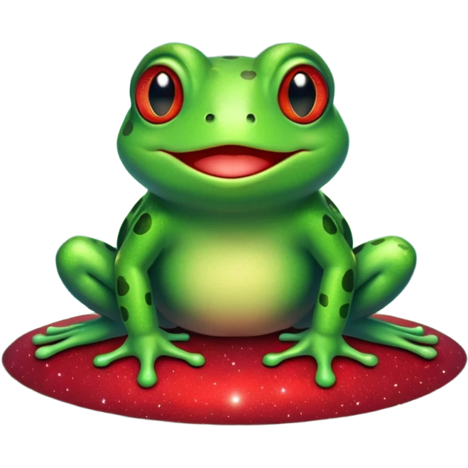Frog Happy Cute Red Glitter Space emoji