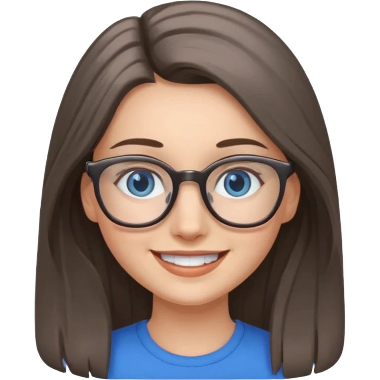 Long Grey and brown haired emoji with blue eyes and glasses female young  emoji