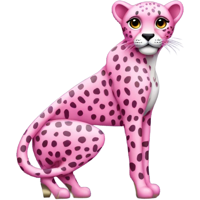 Pink cheetah wearing high heels  emoji