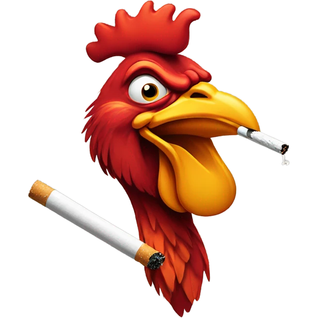 Rooster with a cigarette emoji