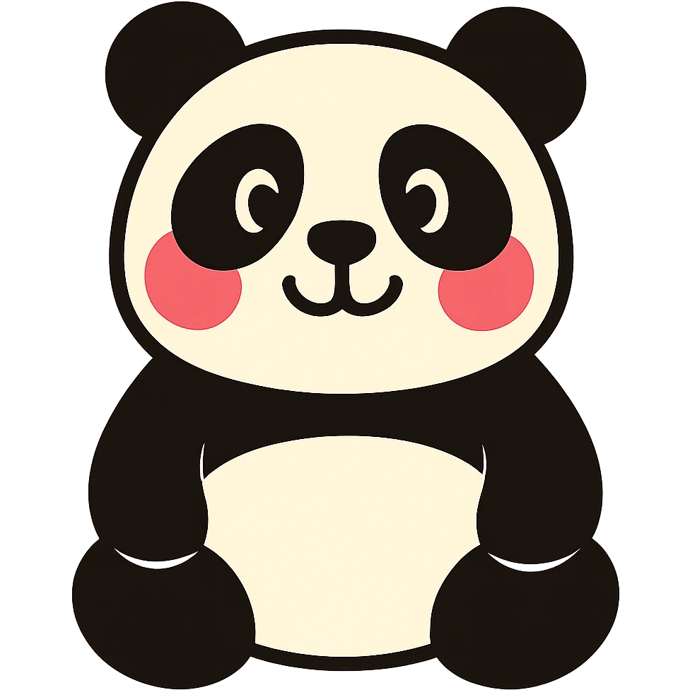 panda with pink cheeks, cartoon style emoji