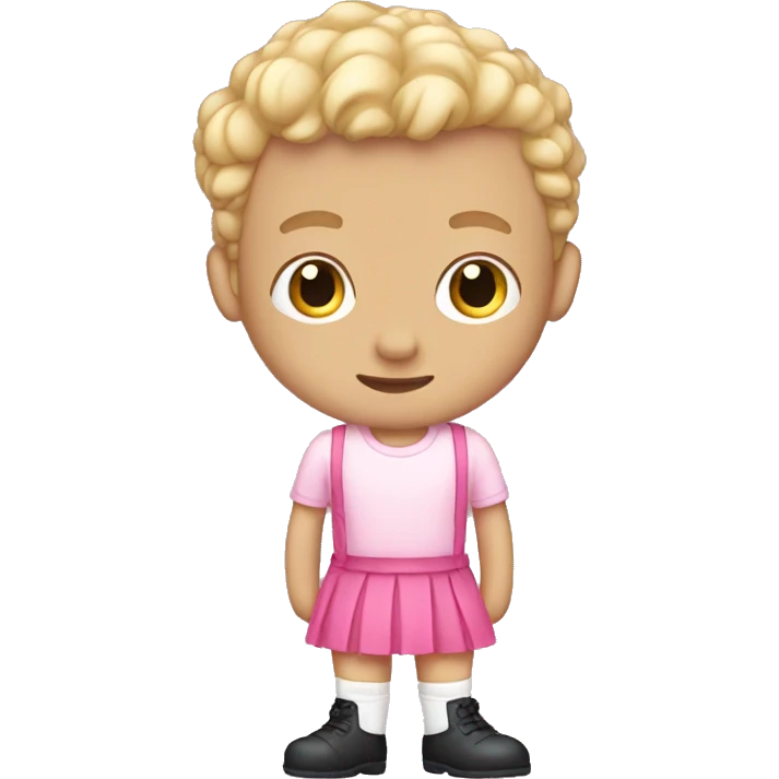 white boy wearing a pink skirt and thigh highs, Cute emoji