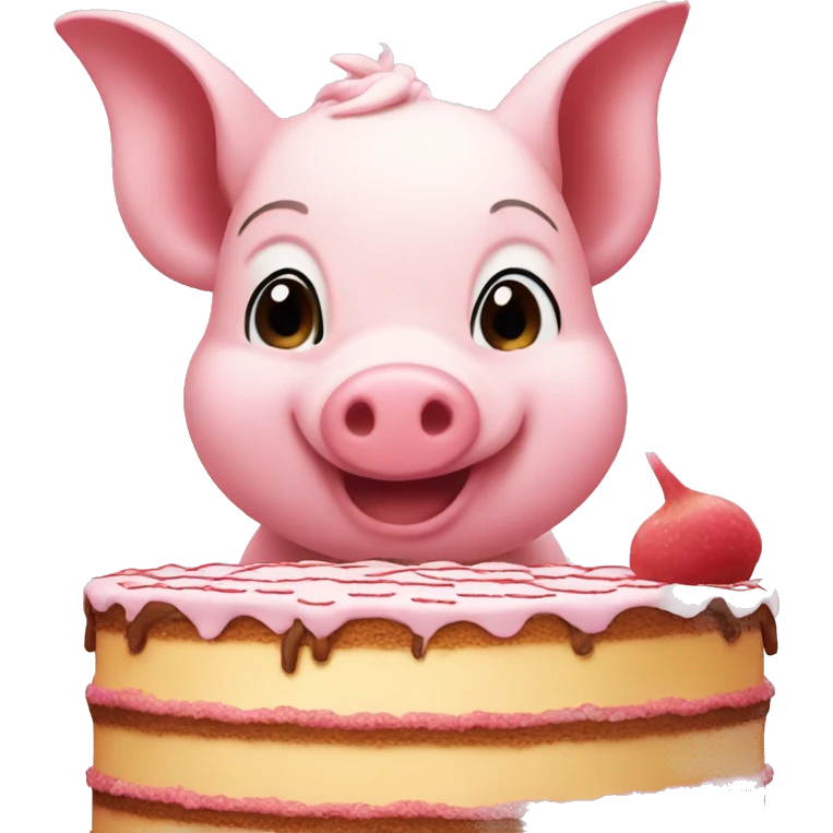 The piglet is eating a cake emoji