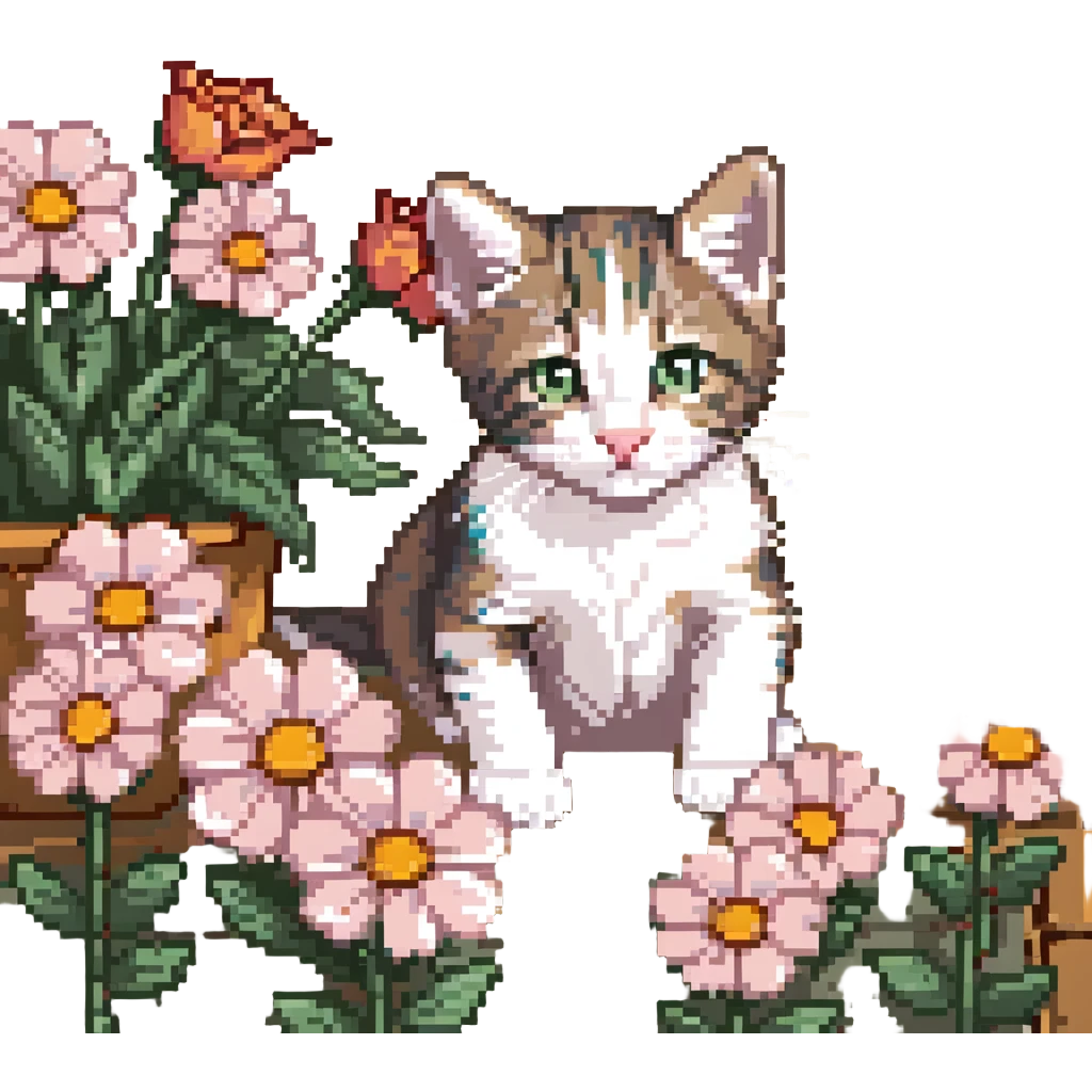 Kitten smells flowers emoji