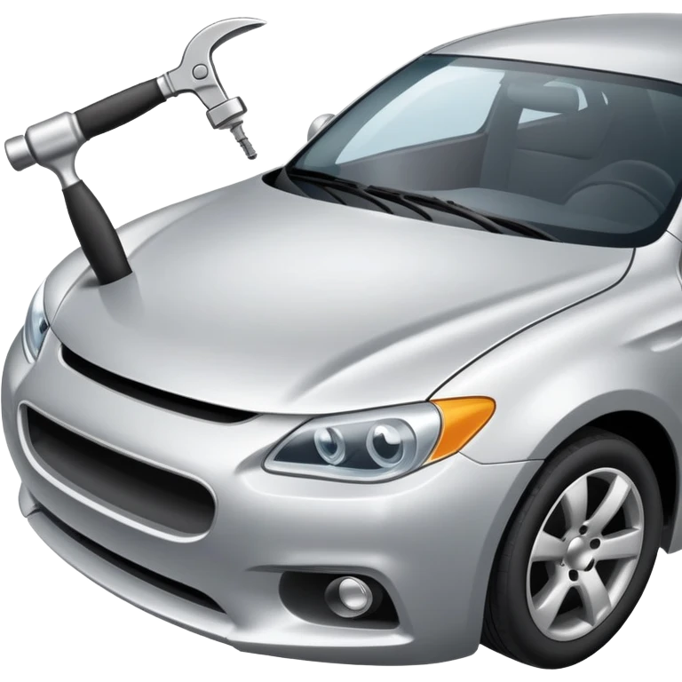 car with a small dent being fixed emoji