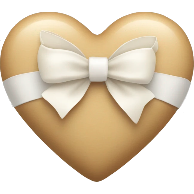 beige heart with white bow emoji