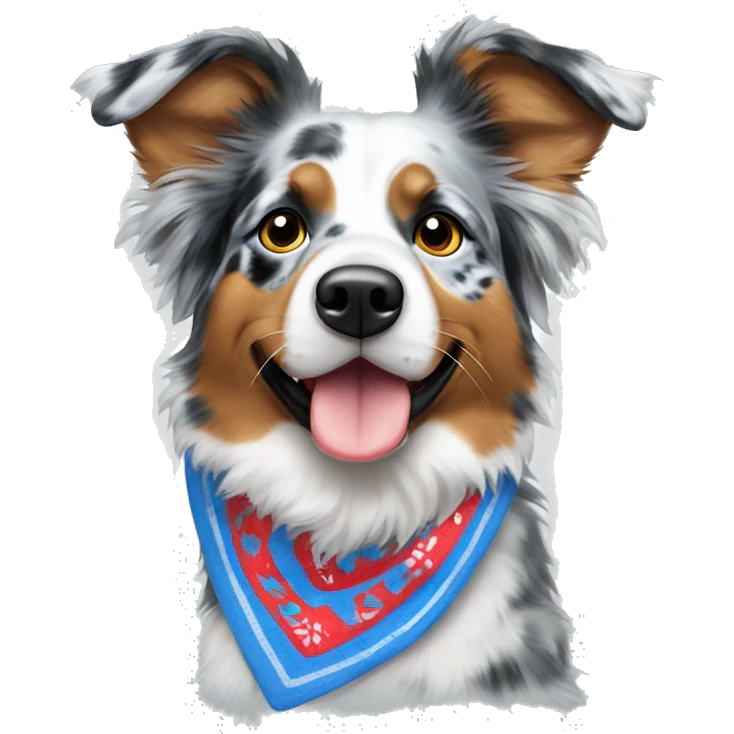 a blue merle aussie in a bandana emoji