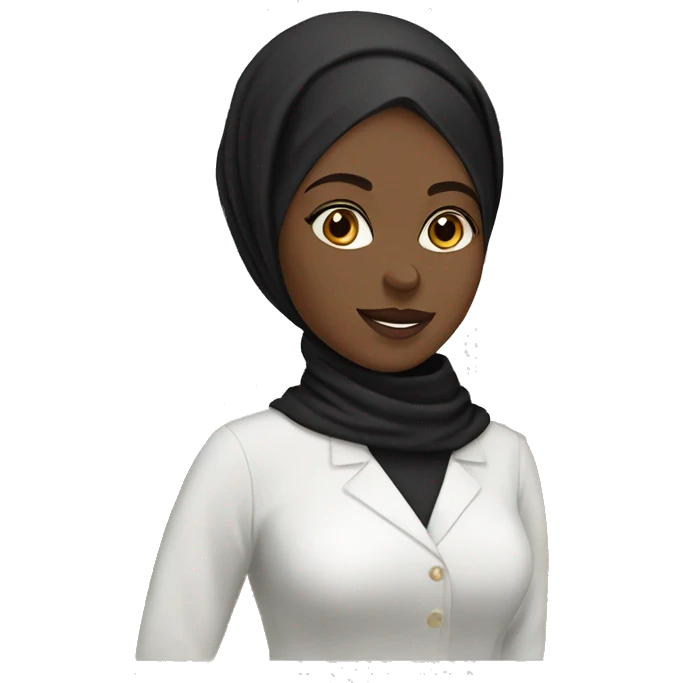 Interior Designer women with black hijab, natural undertone,  white dress emoji