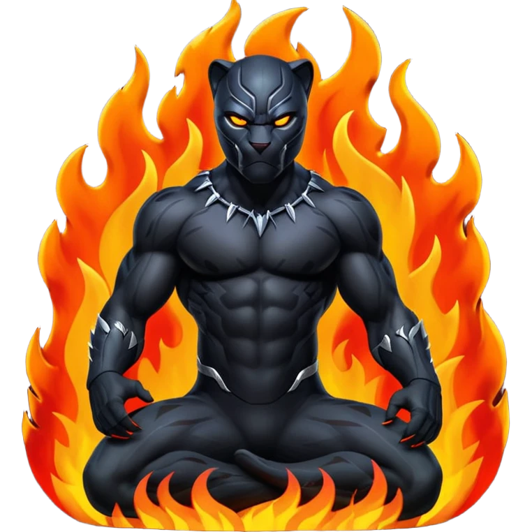 Black panther in front of fire emoji