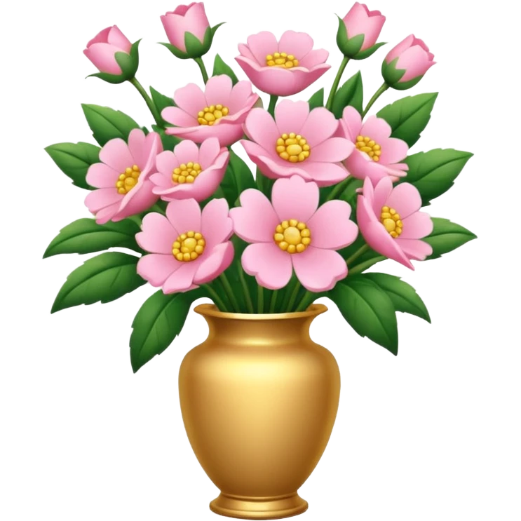 Pastel Pink Flowers Bouquet Golden Huge In a Vase emoji