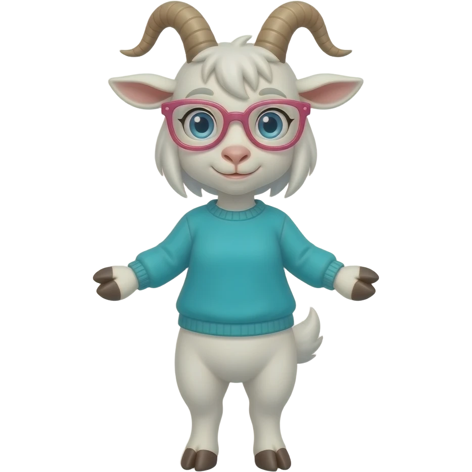 Raslei from the video game deltarune basically a female goat standing on two legs wearing a turquoise sweater wearing pink glasses emoji