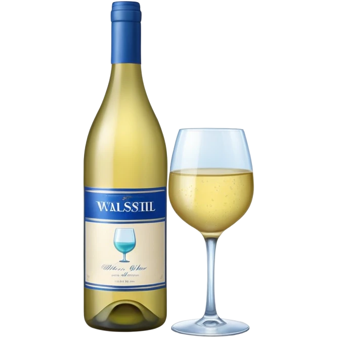 bottle of white wine with blue label emoji