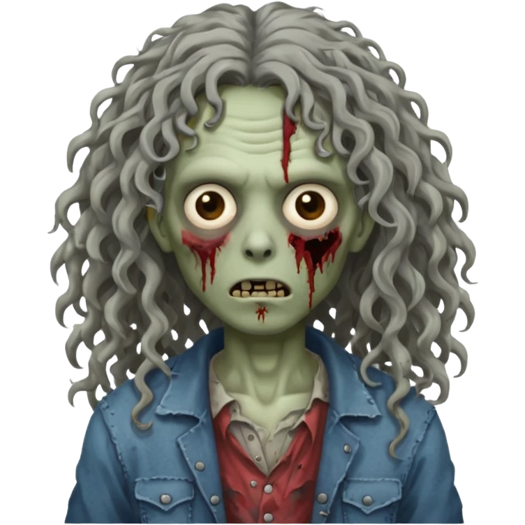 long curly haired zombie emoji