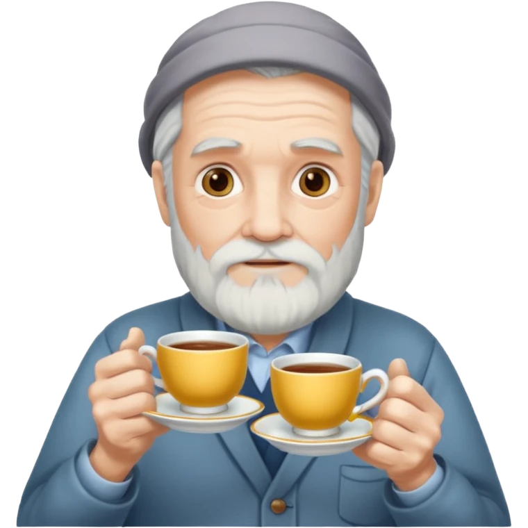 Bearded elderly with teacups long hair emoji