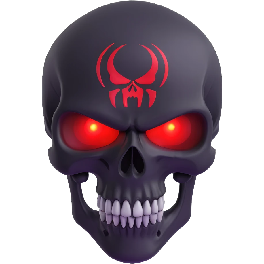 Punisher skull with intense glowing red eyes emoji