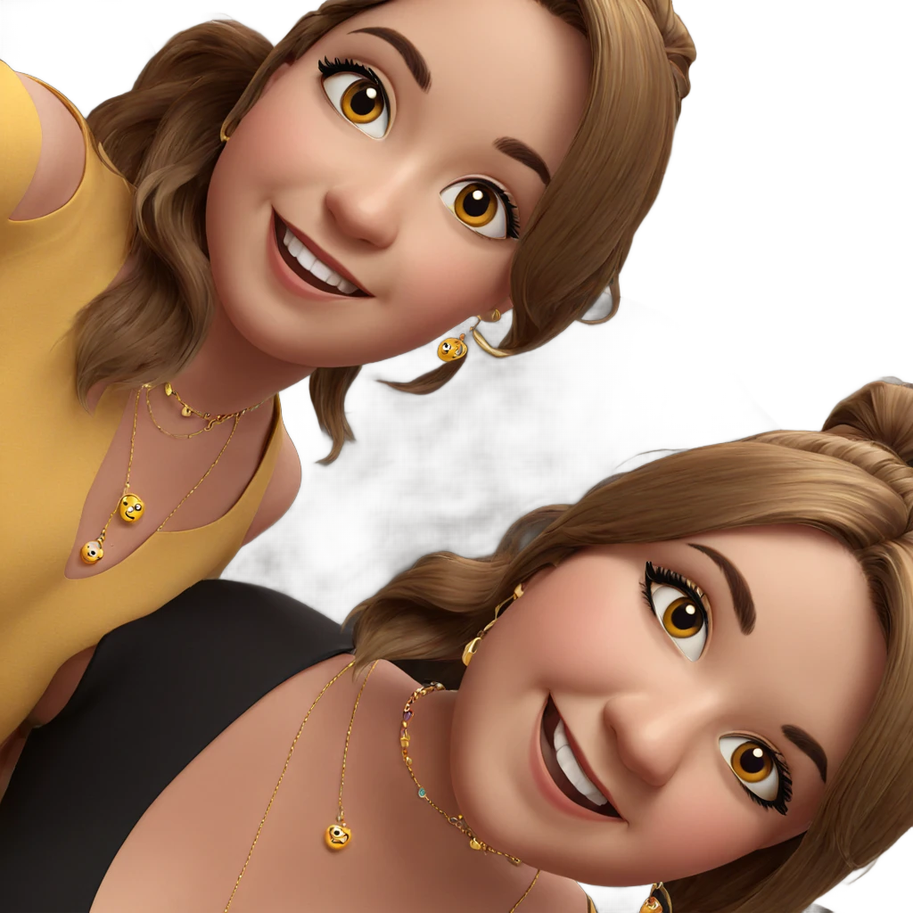 happy girls with jewelry emoji