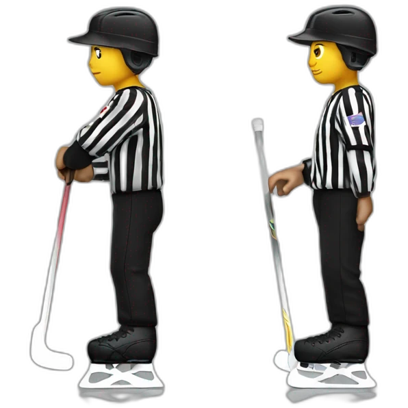 Blind hockey referee skating emoji
