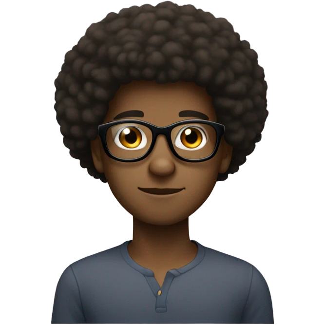 Cute medium skinned black man with Afro and round glasses  emoji