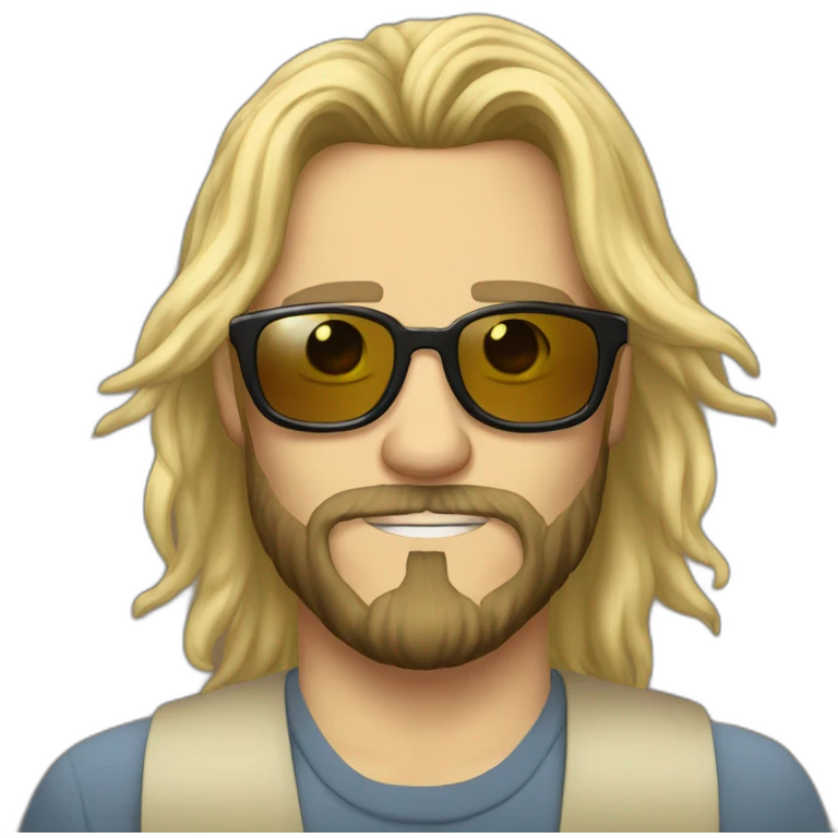 Big lebowsky blond round glasses chaotic beard long hair drink rhum emoji