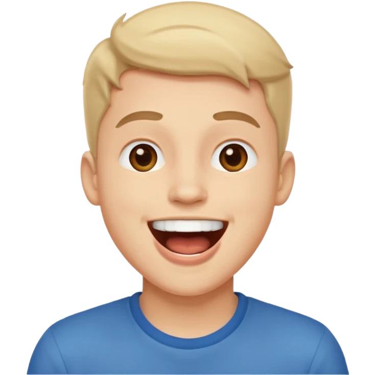 cheek swab for happy young man with open mouth emoji