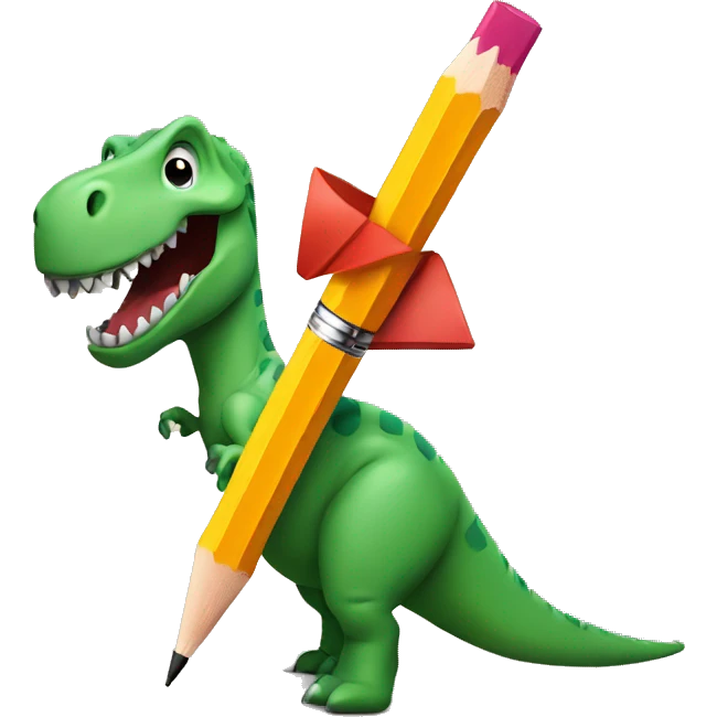 A dinosaur and a pencil emoji