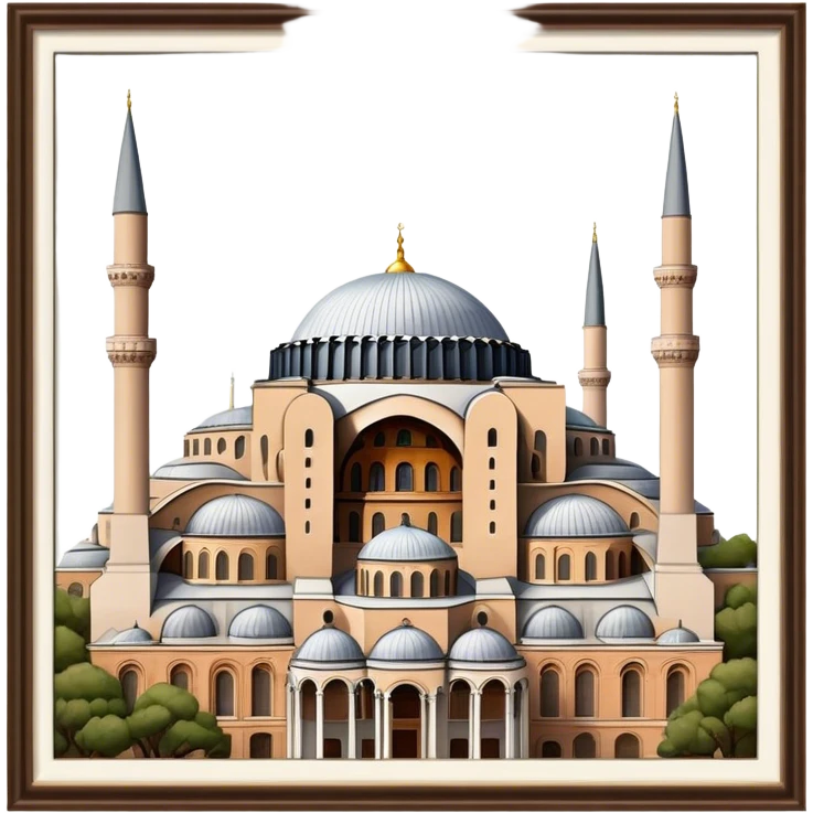 Cinematic Realistic Hagia Sophia Landmark Emoji, depicted with the majestic historic architecture rendered with intricate detail and dramatic, timeless lighting. emoji