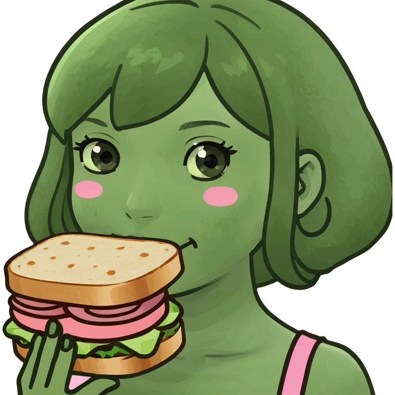 kawaii lady with spam meat sandwich  emoji