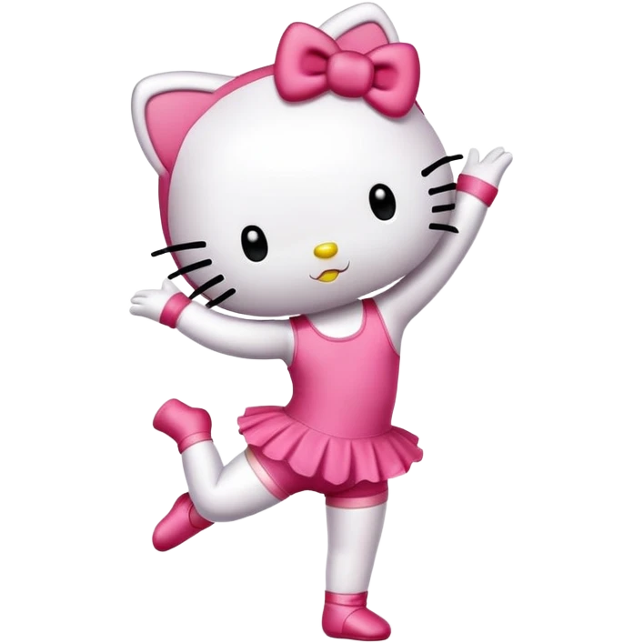 Hello Kitty in a leotard doing a gymnastics walkover emoji