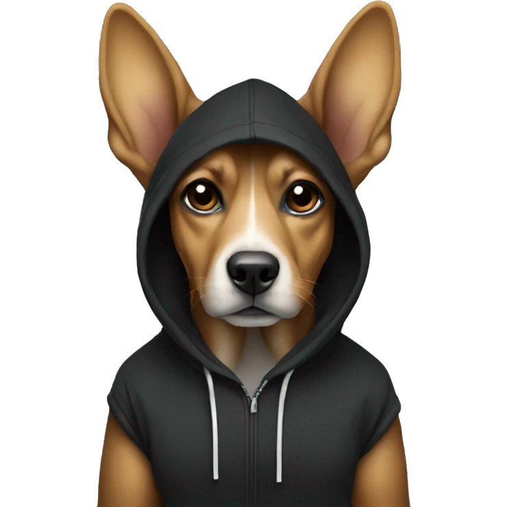 dog listening to music and vibing with a black hoodie on  emoji