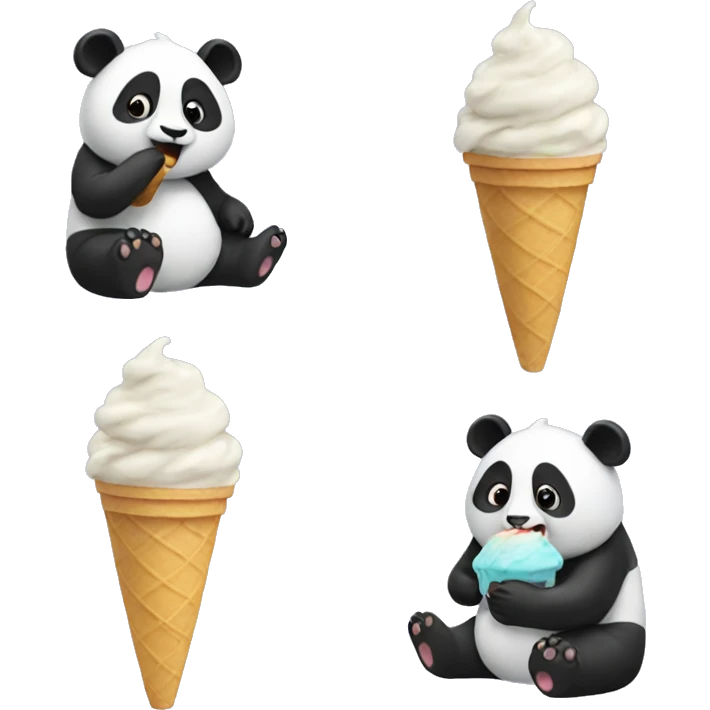 Panda eating ice cream emoji