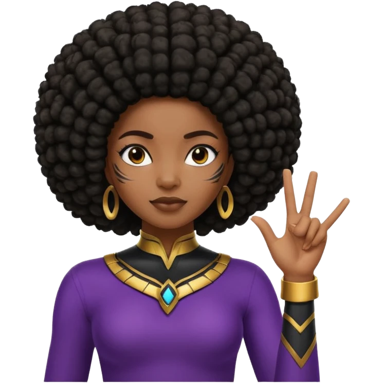 Black girl with Afro doing the wakanda forever gesture emoji