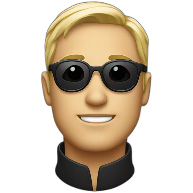 Homme blanc avec col roulé noir et lunettes de soleil noir emoji