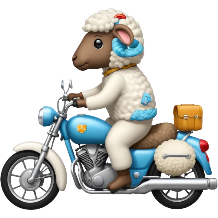 a sheep on a motorbike emoji