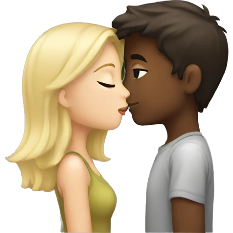 Blonde girl kissing dark brown haired boy  emoji