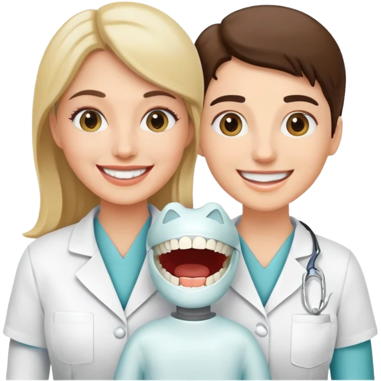 female dentist with patient emoji