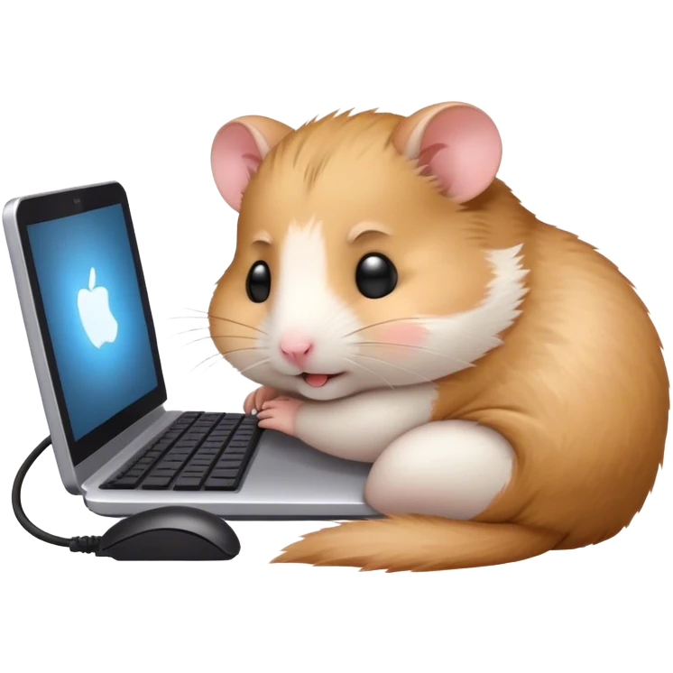 emoji style cute Hamster working on computer sleeping emoji