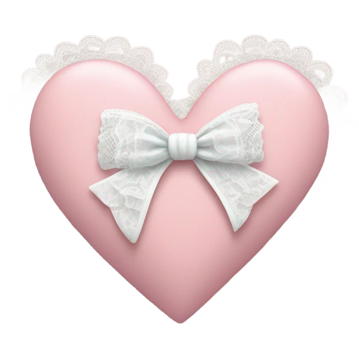 rococo Pastel pink heart with white bow with lace and frills  emoji