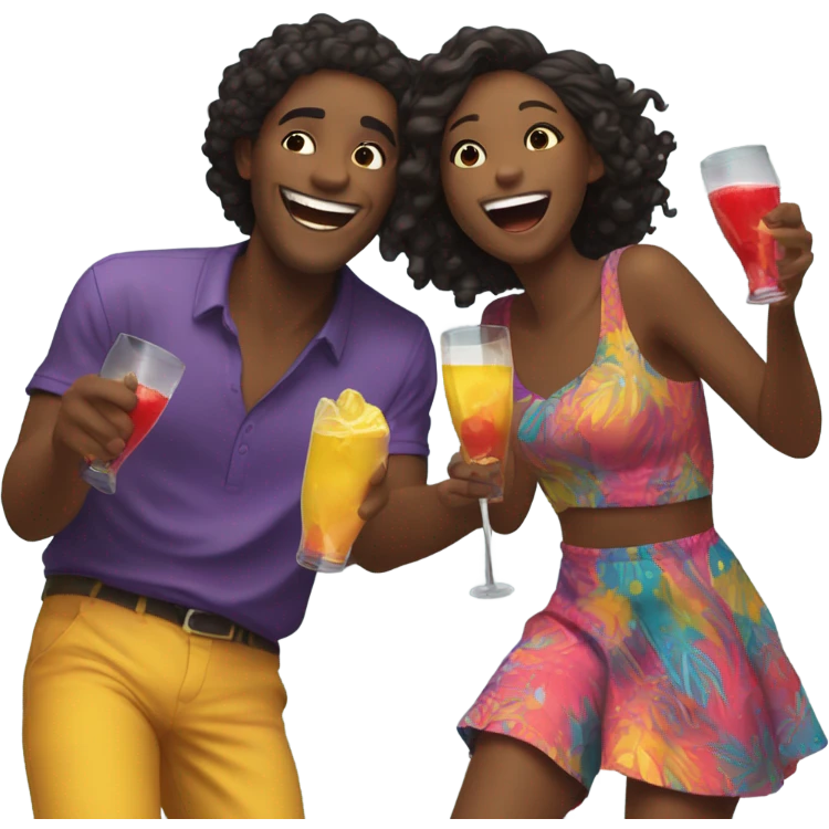 Guy and girl partying emoji