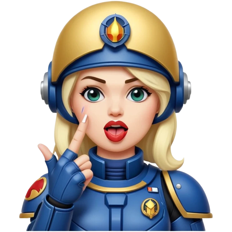 middle finger and face with tongue out woman space marine full body emoji