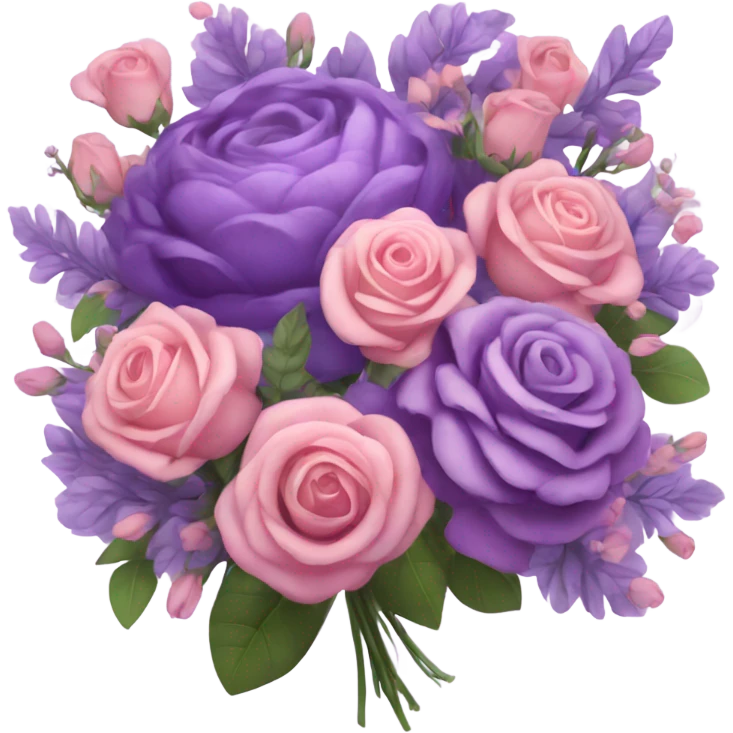Huge purple pastel flower bouquet with different flowers and pink tones and roses emoji
