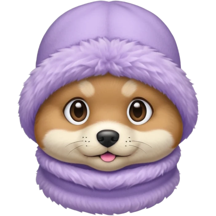 puppy face in a pastel lavender ski mask, face only emoji
